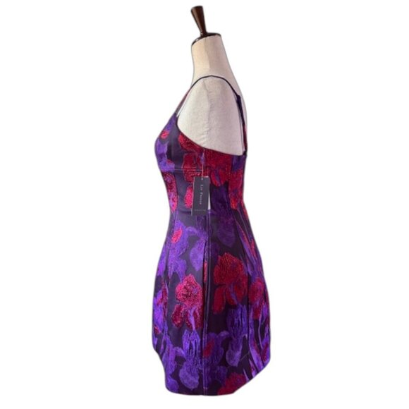Liv Foster Designer Floral Jacquard Fit & Flare Corset Mini Dress Purple SIZE 10 - Picture 9 of 15